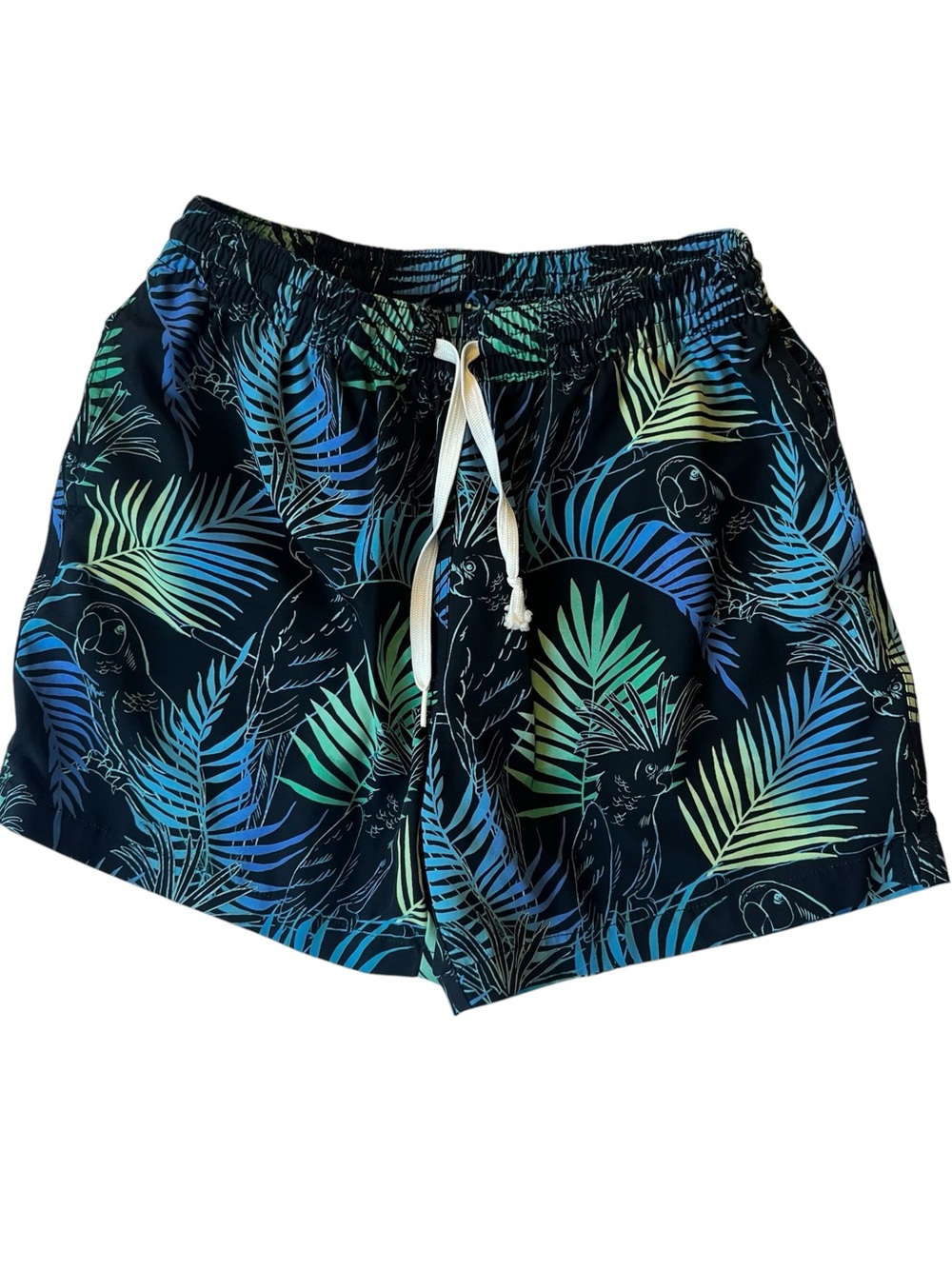 Chubbies Swim trunks 5.5 inseam Blue palm leaves birds Mens shorts Mesh lining